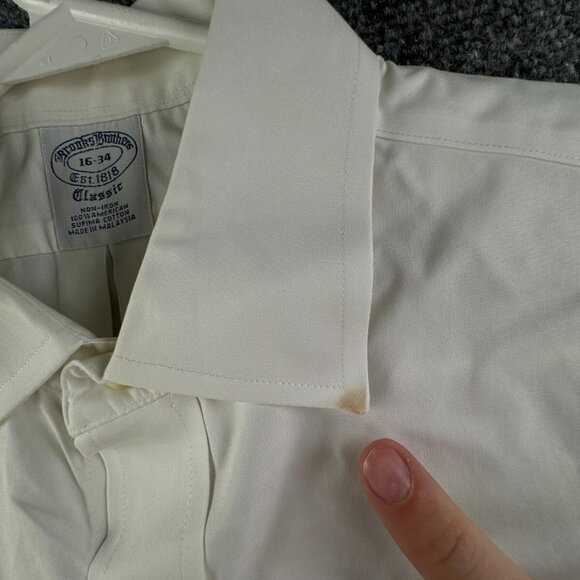 Brooks Brothers Men Non Iron Button Up Shirt Long Sleeve White 16 34 Classic Fit - Picture 9 of 16